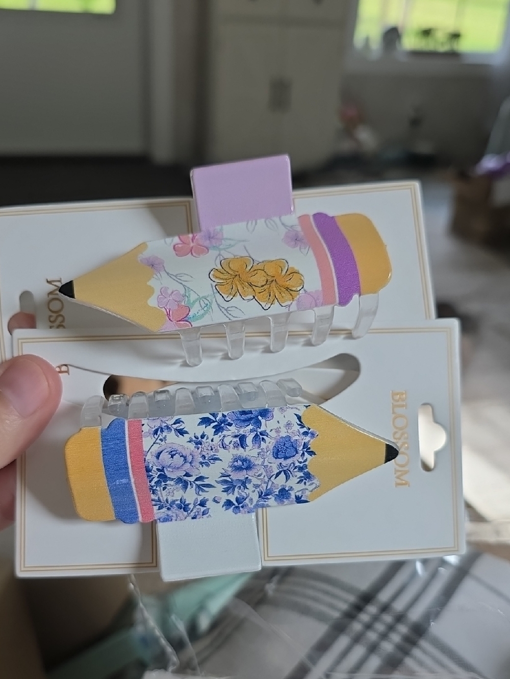 Kids Yellow Floral Pencil Hair Clips - Set of 2